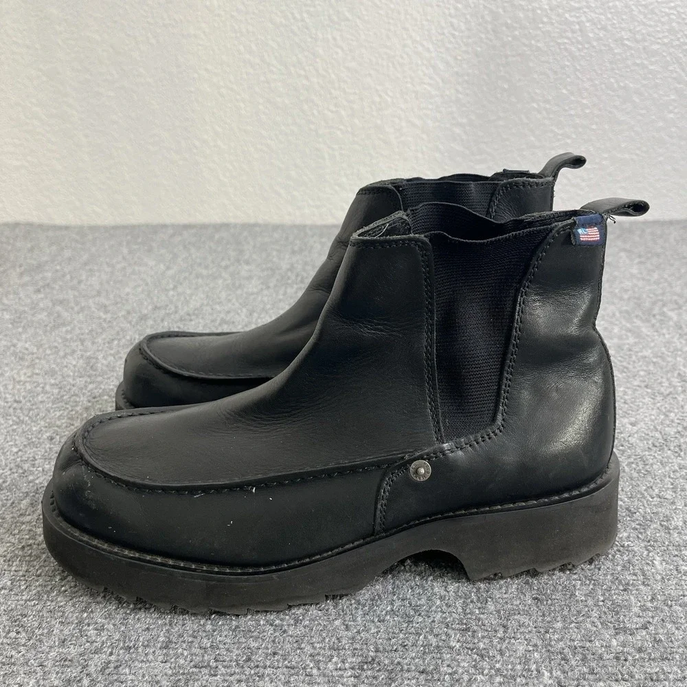 Polo Ralph Lauren Chelsea Boots Mens 9.5D Black Leather Chunky Lug Sole Vintage